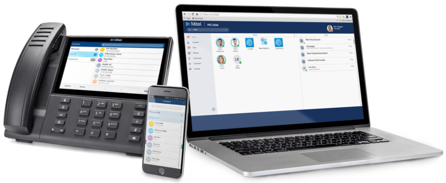 Mitel service provider unified communications laptop and phone image